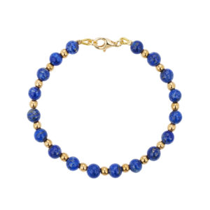 LAPIS LAZULI AND ROUND HEMATITE BRACELET