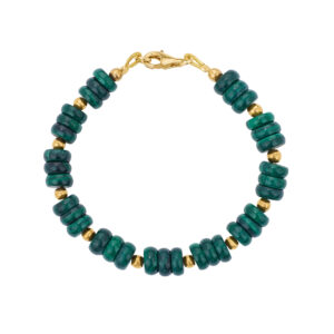NATURAL MALACHITE BRACELET WITH ROUND HEMATITE