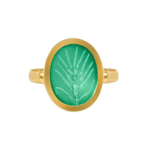 WHEAT RING IN GREEN AGATE