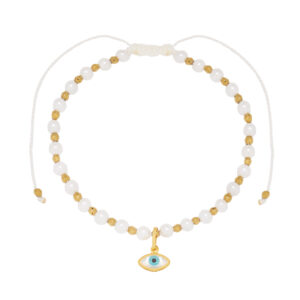 SHELL PEARL EVIL EYE BRACELET