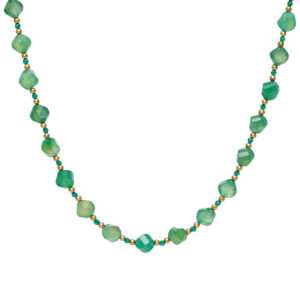 GREEN AGATE & ONYX NECKLACE