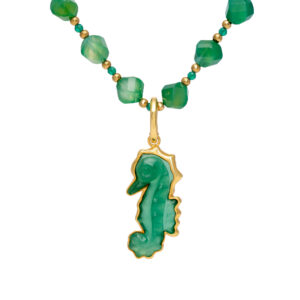 SEA HORSE PENDANT - Κολιέ με Πράσινους Αχάτες & Όνυχες (+150€)
