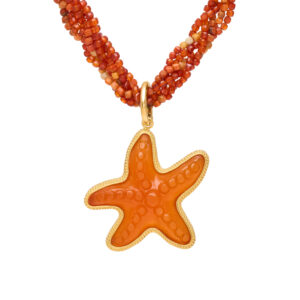 STARFISH PENDANT - Corals & Carnelians Braid Necklace (+380€)