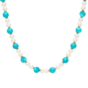 TURQUOISE & FRESH WATER PEARLS NECKALCE