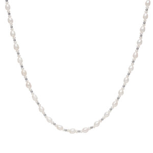 FRESH WATER PEARLS & HEMATITE NECKLACE