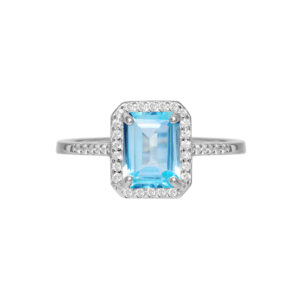 SKY BLUE OCTAGON TOPAZ RING